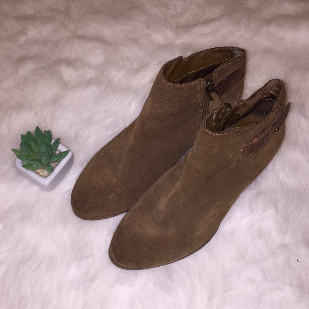 Brown suede booties
